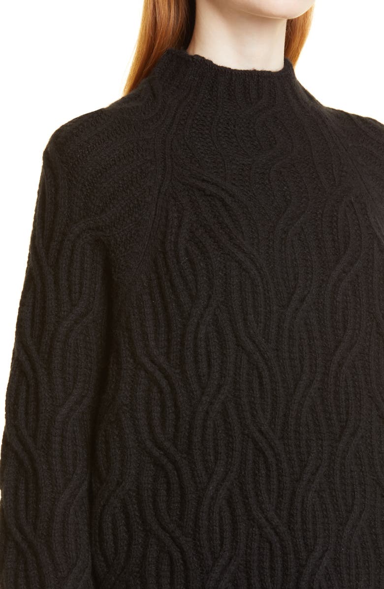 Vince Cable Stitch Funnel Neck Sweater, Alternate, color, 