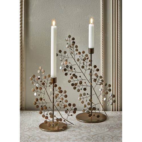 Tag Tarin Large Brown Iron Taper Candle Holder For Everyday Use In Brown