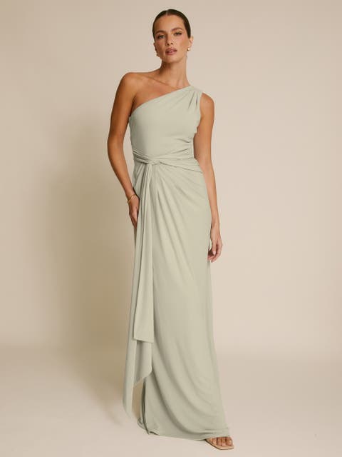 One Shoulder Drape Stretch Bridesmaid