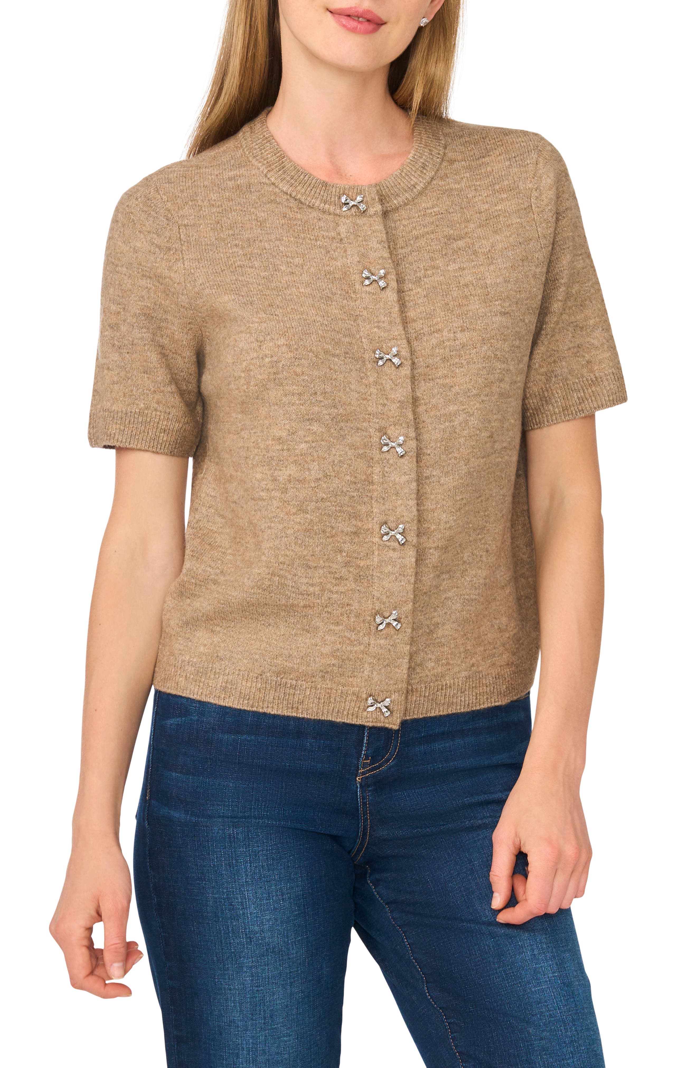 Bow Accent Short Sleeve Cardigan