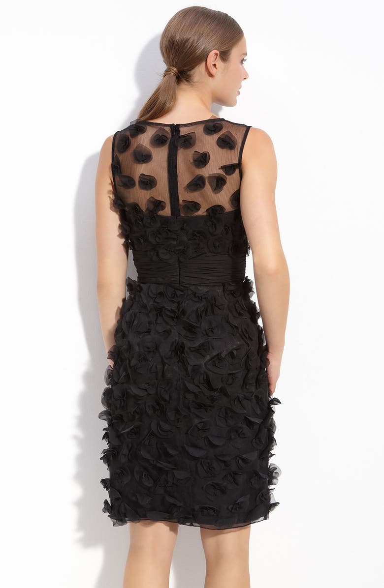 JS Collections Floral Appliqué Chiffon Illusion Sheath Dress, Alternate, color, 