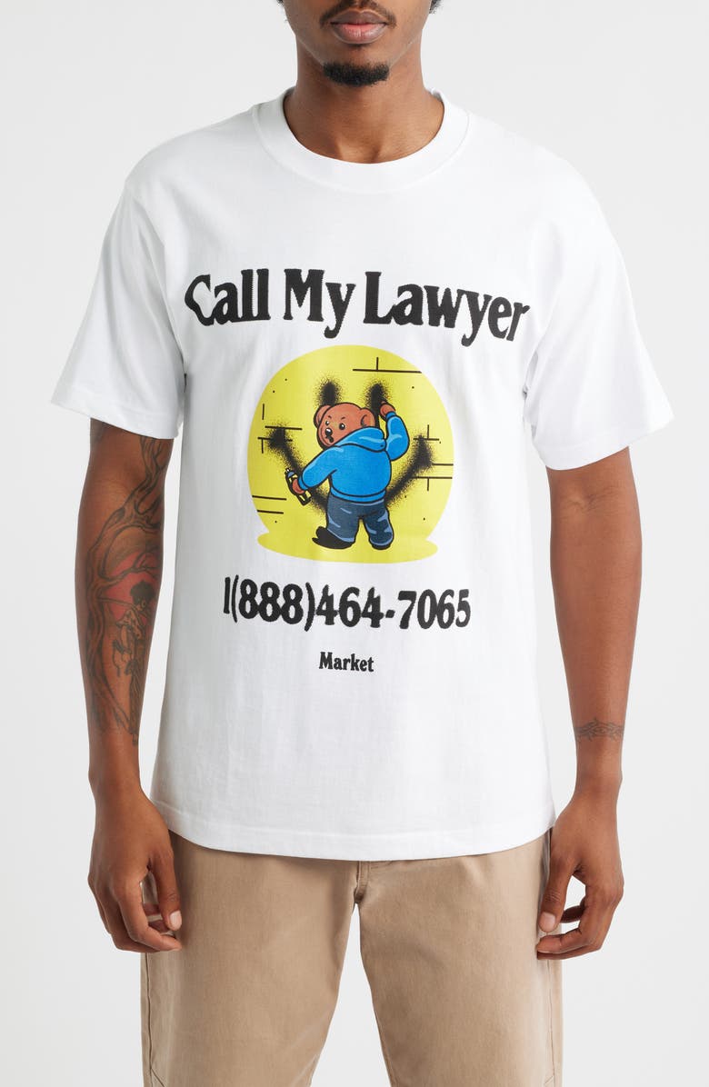 MARKET SMILEY<sup>®</sup> Cally My Lawyer Bear Graphic T-Shirt, Main, color, White