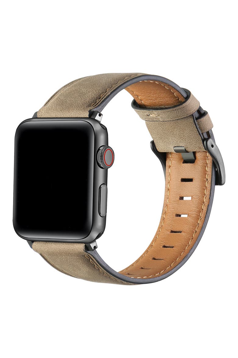 Hunt Distressed Leather Apple Watch® Watchband, Alternate, color, BROWN