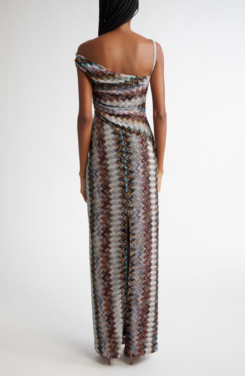 Missoni Metallic Zigzag One-Shoulder Dress, Alternate, color, 