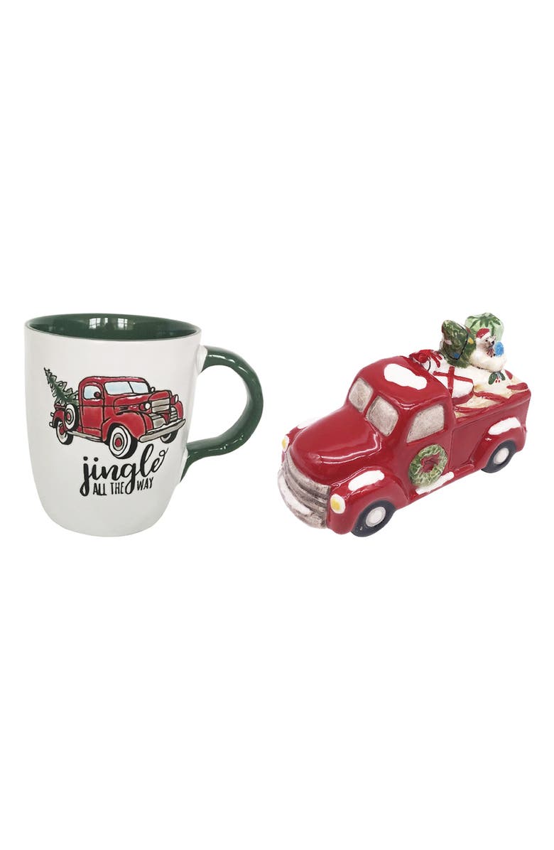 SPECTRUM Jingle Holiday Stoneware Mug & Ornament Set, Main, color, Multi Color
