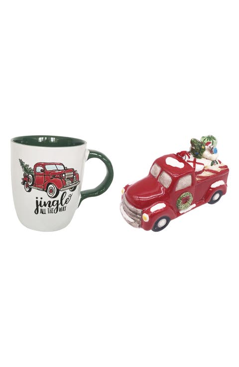 Jingle Holiday Stoneware Mug & Ornament Set