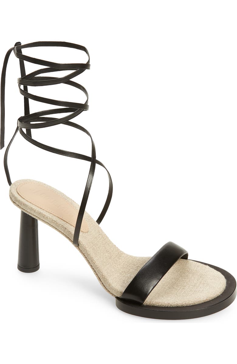 Jacquemus Les Carre Rond Asymmetrical Leather Sandal, Main, color,