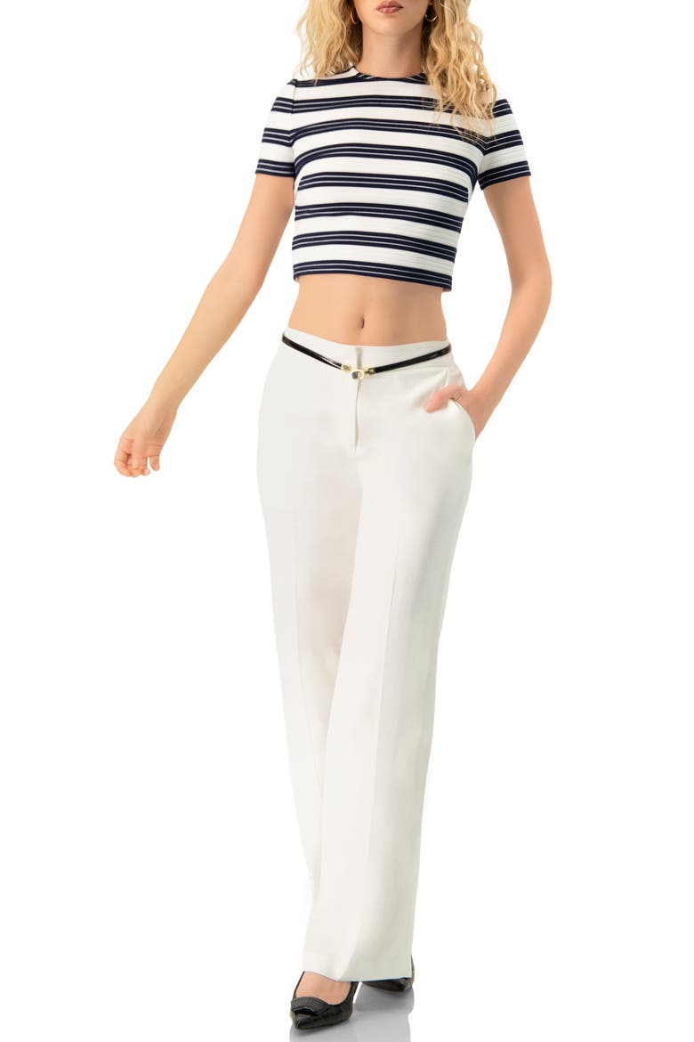 Wide-Leg Straight Cotton Pants, Alternate, color, White