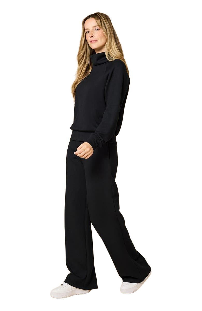 Softies Athleisure Mock Neck and Pleated Pant Set, Alternate, color, Black
