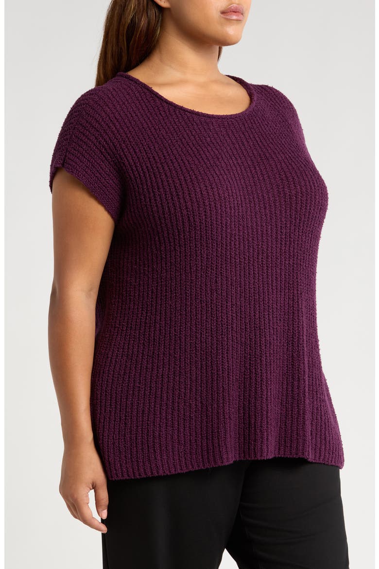Ballet Neck Cap Sleeve Organic Cotton Sweater, Alternate, color, BLACKBERRY