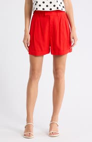 WAYF Pleated Linen Blend Shorts