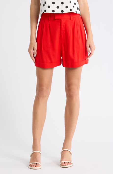 WAYF Pleated Linen Blend Shorts