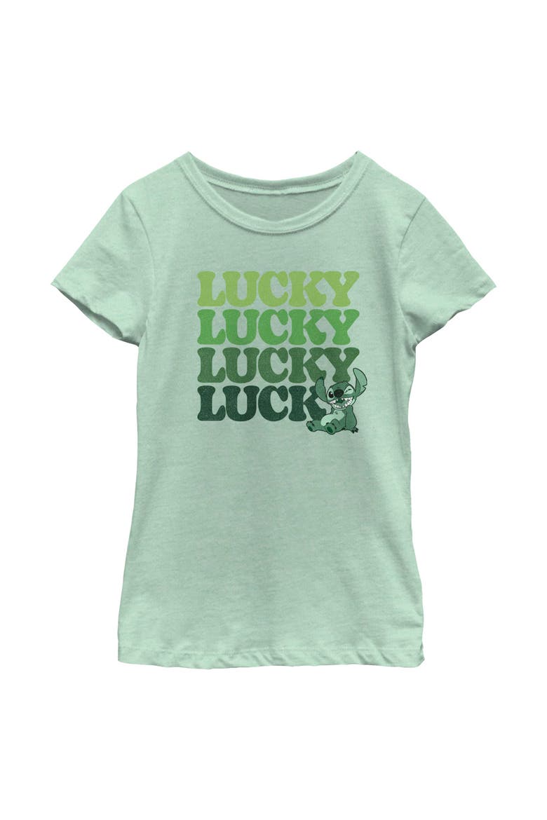 Girls' St. Patrick's Day Stitch Lucky Stack T-Shirt, Main, color, Mint