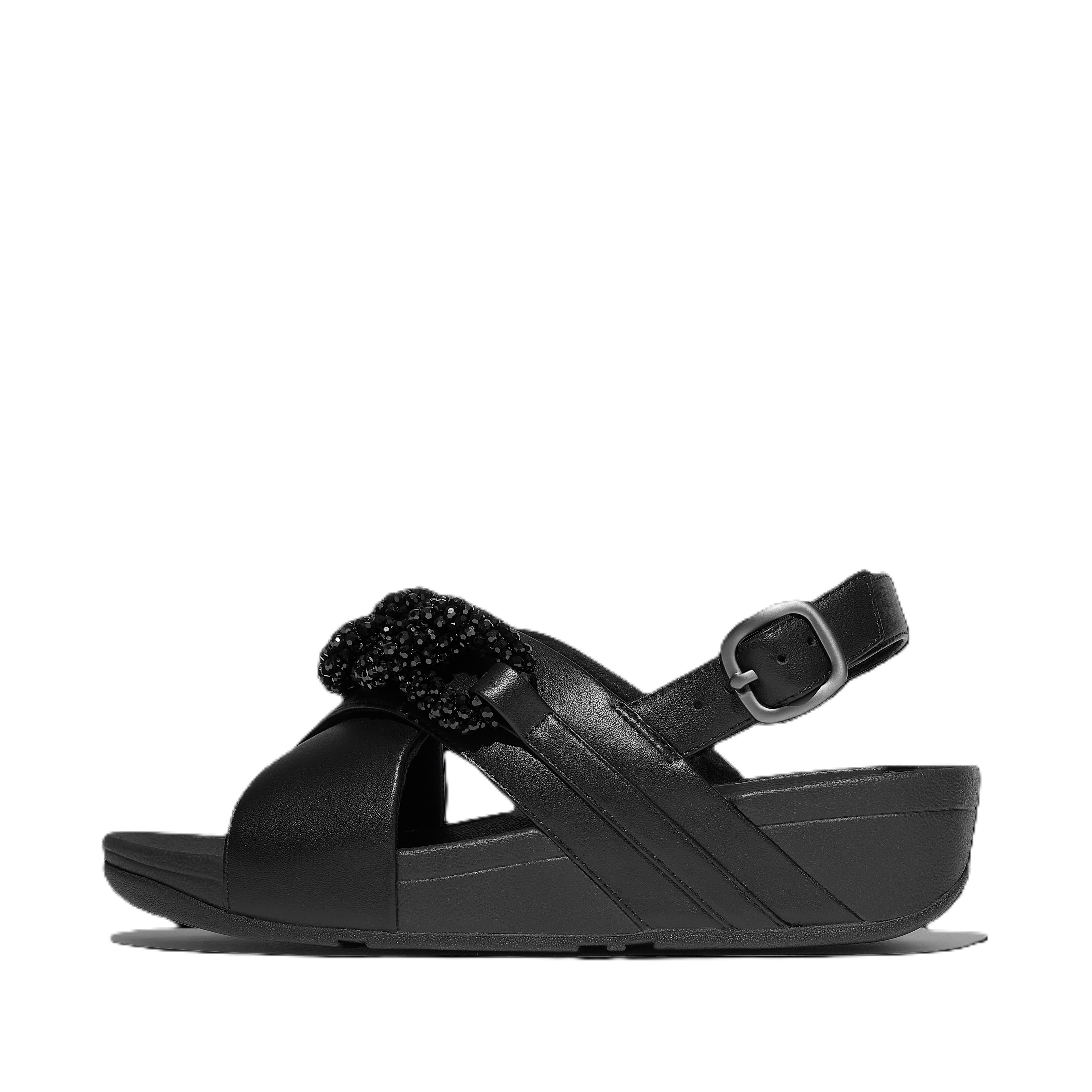 FitFlop Lulu Beaded Chain Back Strap Sandals, Alternate, color, Black