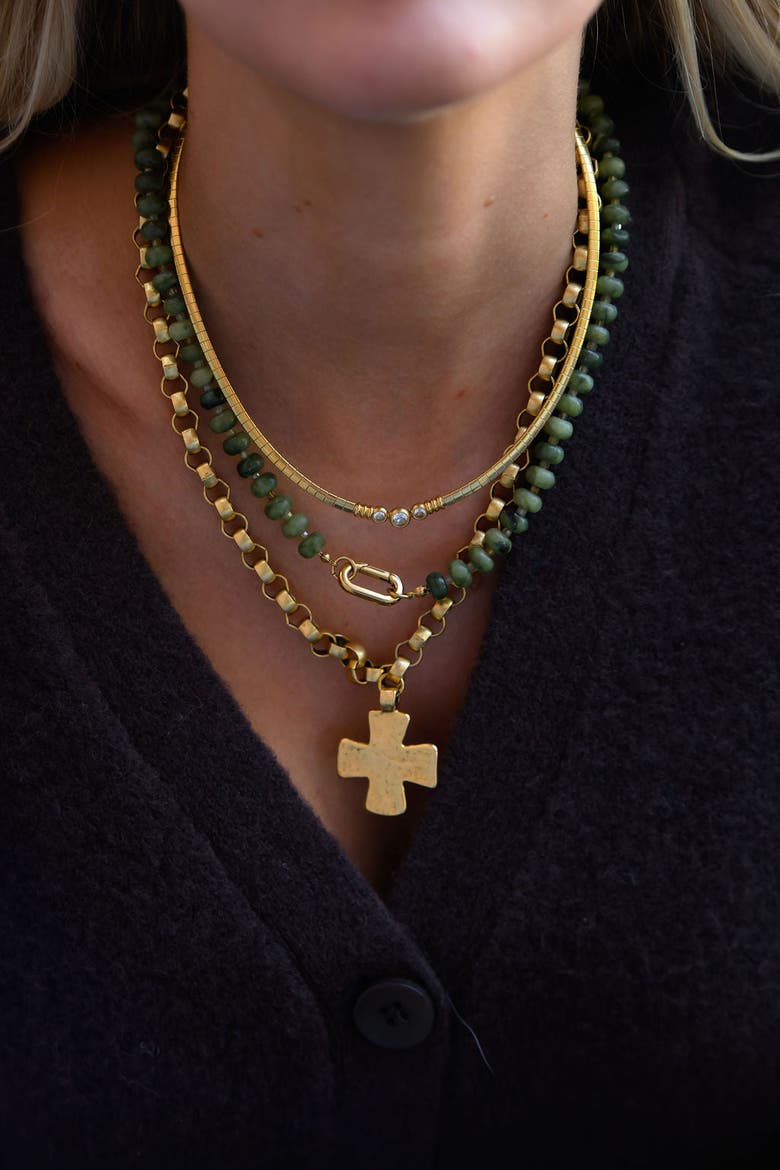Matcha Necklace, Alternate, color, Green Agate
