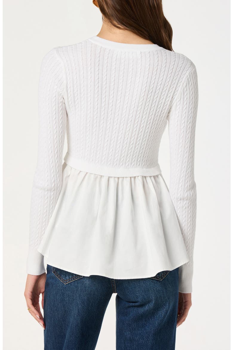 Mixed Media Peplum Top, Alternate, color, WHITE