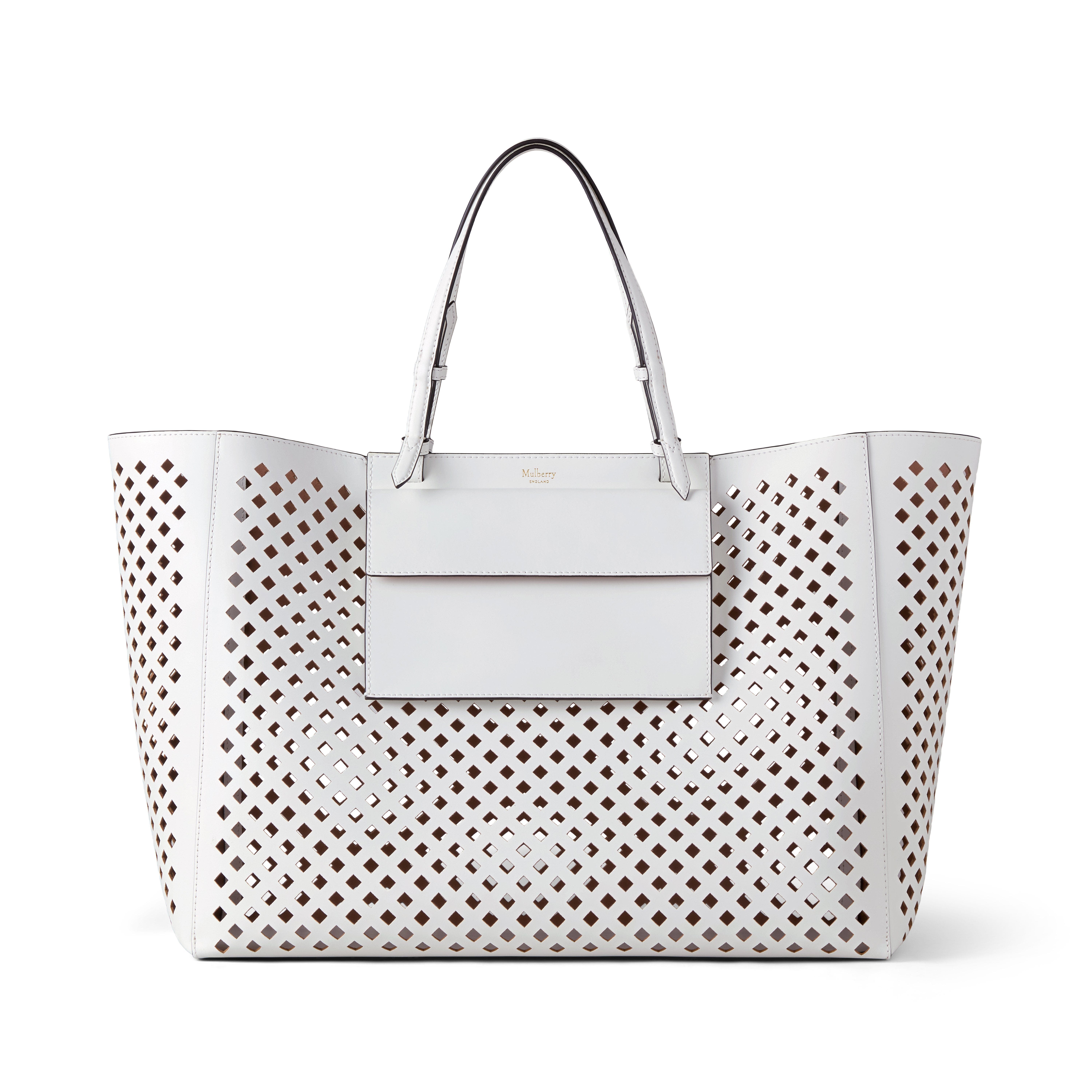 Mulberry XL Perforated Leather Tote, Main, color, White