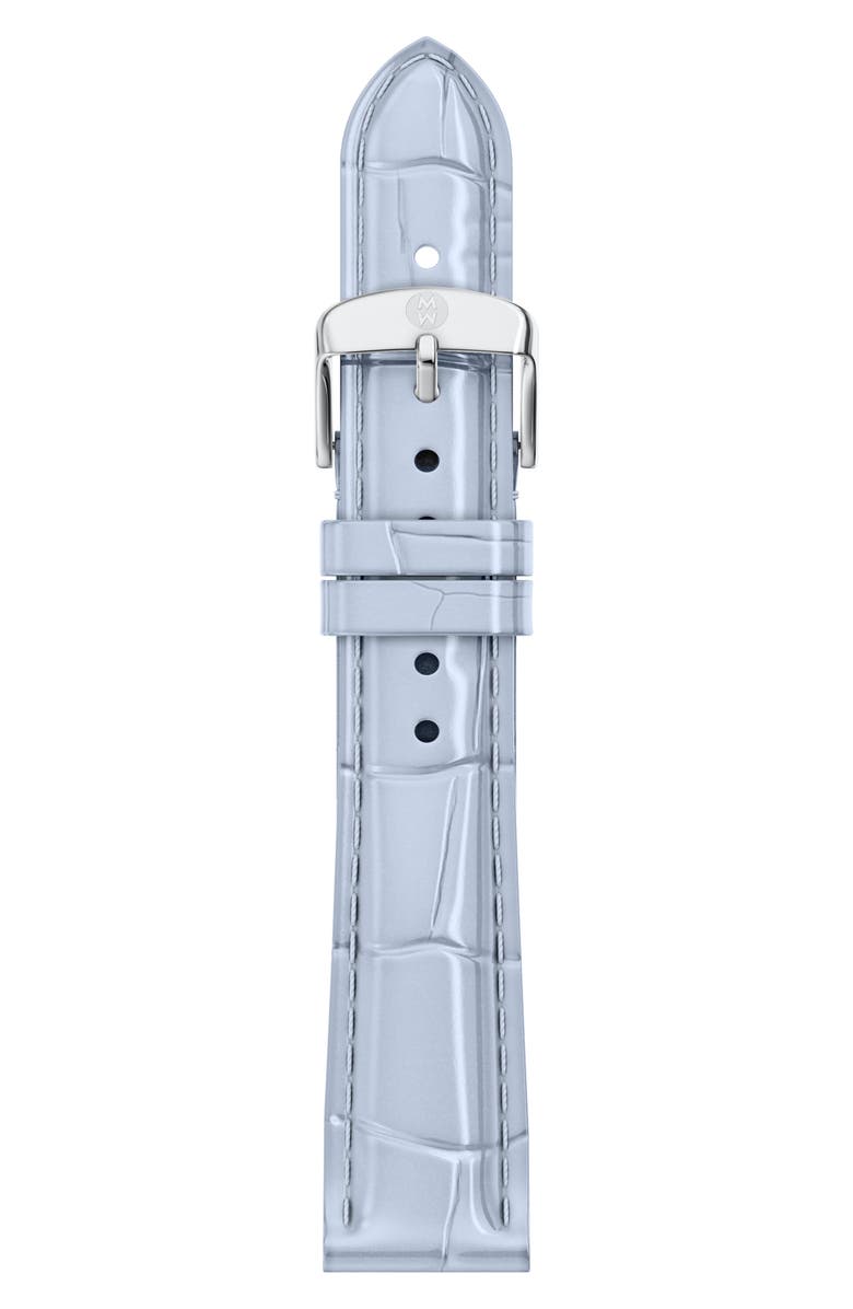 MICHELE 16mm Croc Embossed Leather Watch Band, Main, color, Blue