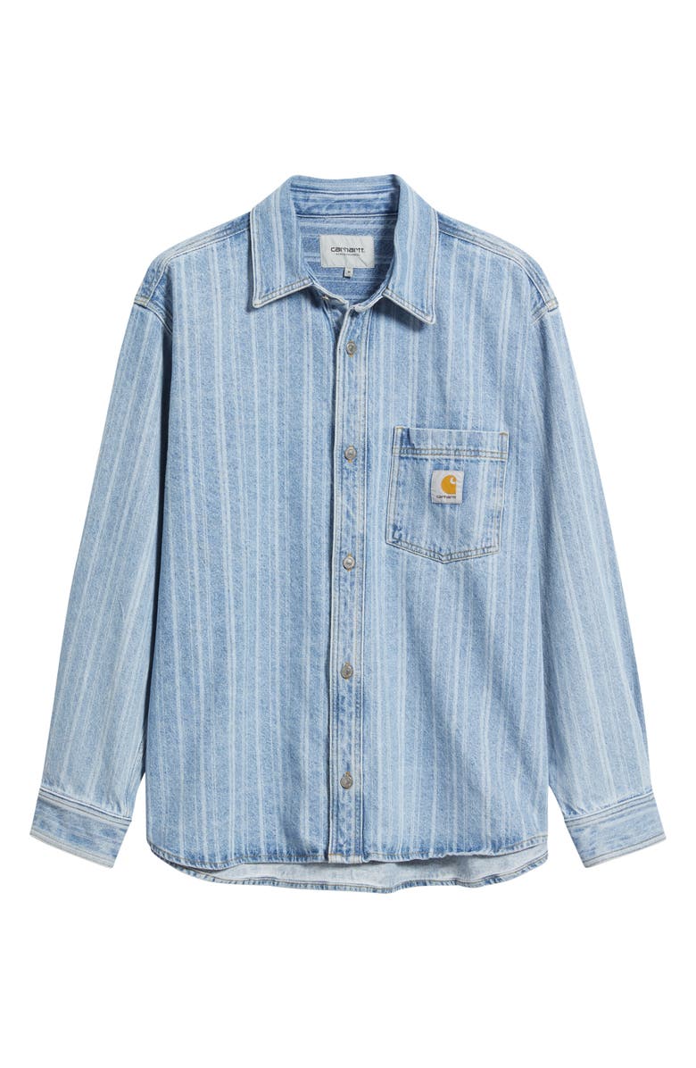 Carhartt Work In Progress Rylan Stripe Cotton Denim Button-Up Shirt Jacket, Alternate, color, Rylan Stripe Blue Stone