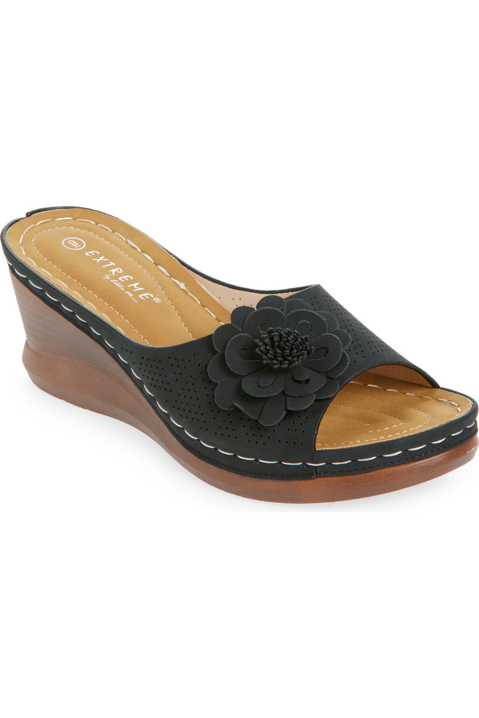 Zip Rack Slide EXTREME BY EDDIE MARC Flower Wedge Slide Sandal (Women) | Nordstromrack