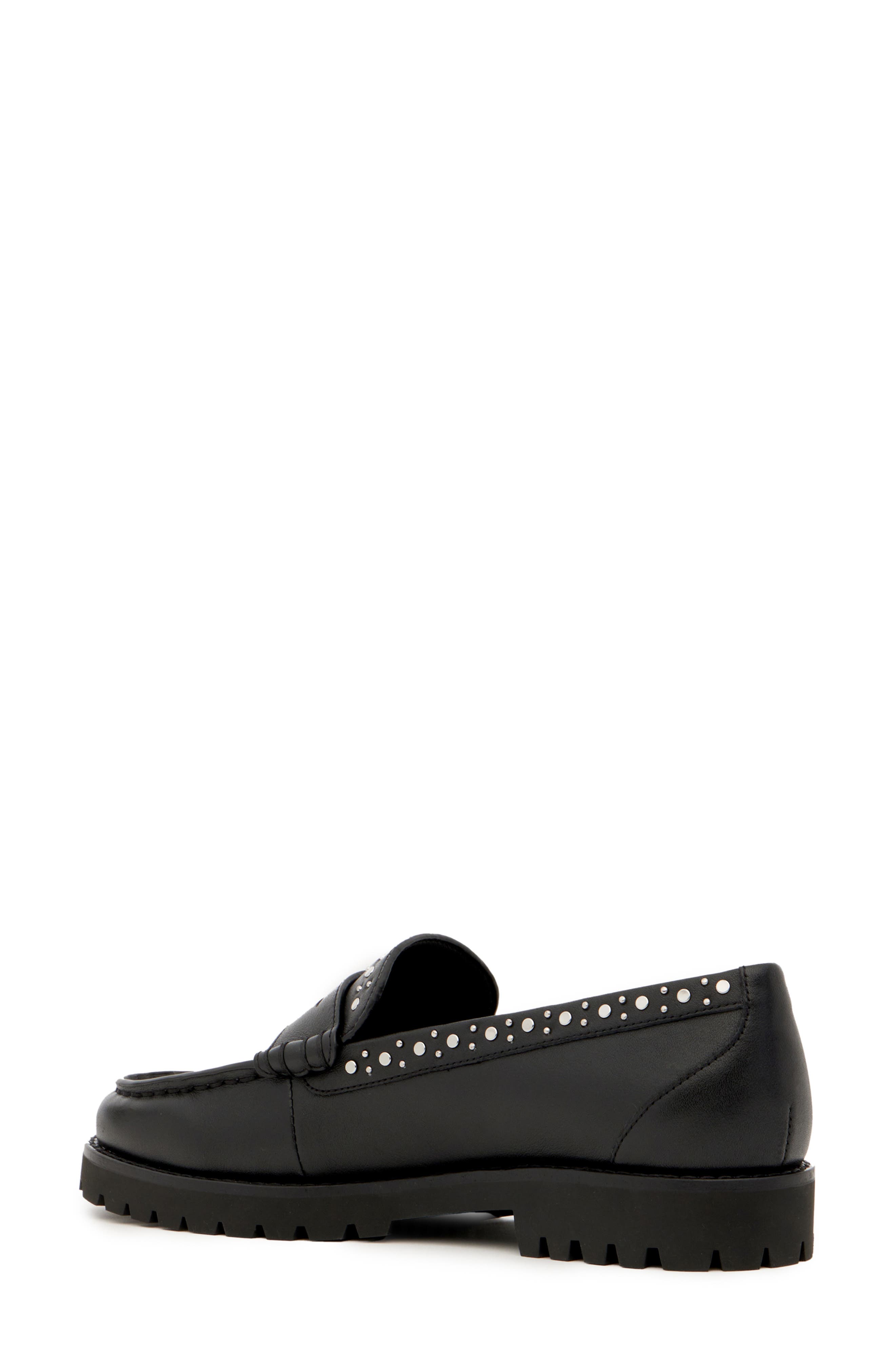PAIGE Ellis Stud Penny Loafer, Alternate, color, Black