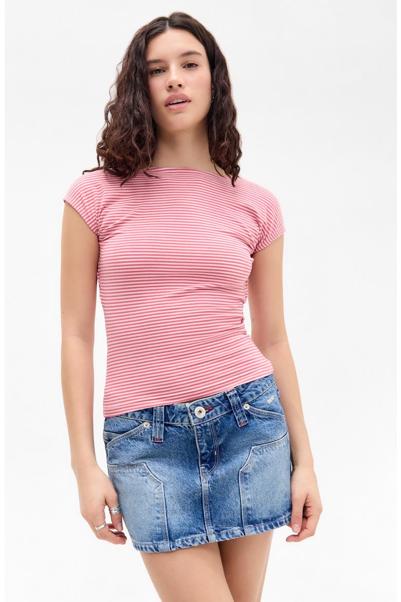 Carpenter Denim Miniskirt, Alternate, color, BLUE