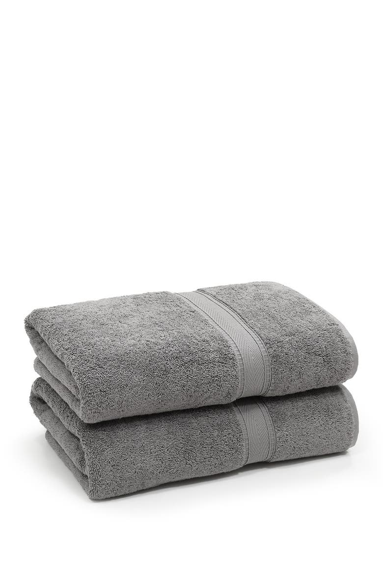 Sinemis Terry Bath Towels - Set of 2 - Dark Grey, Alternate, color, DARK GREY