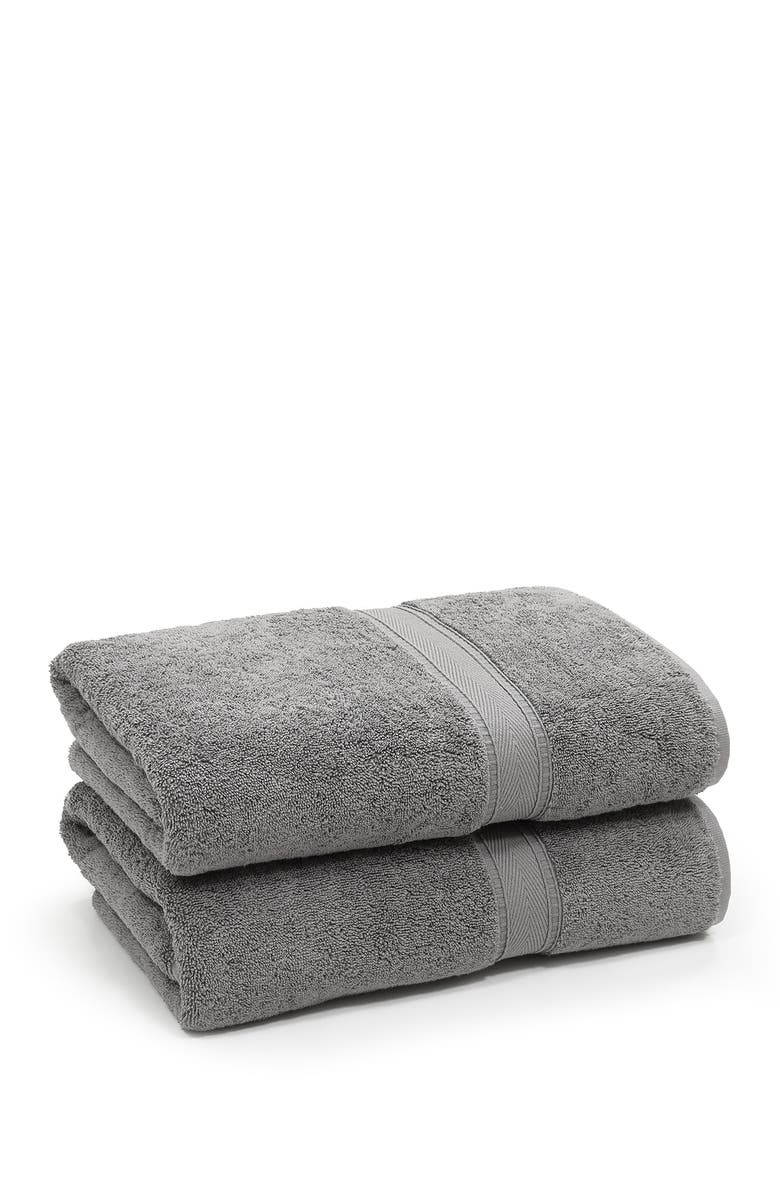 Linum Home Textiles Sinemis Terry Bath Towels - Set of 2 - Dark Grey, Alternate, color, Dark Grey