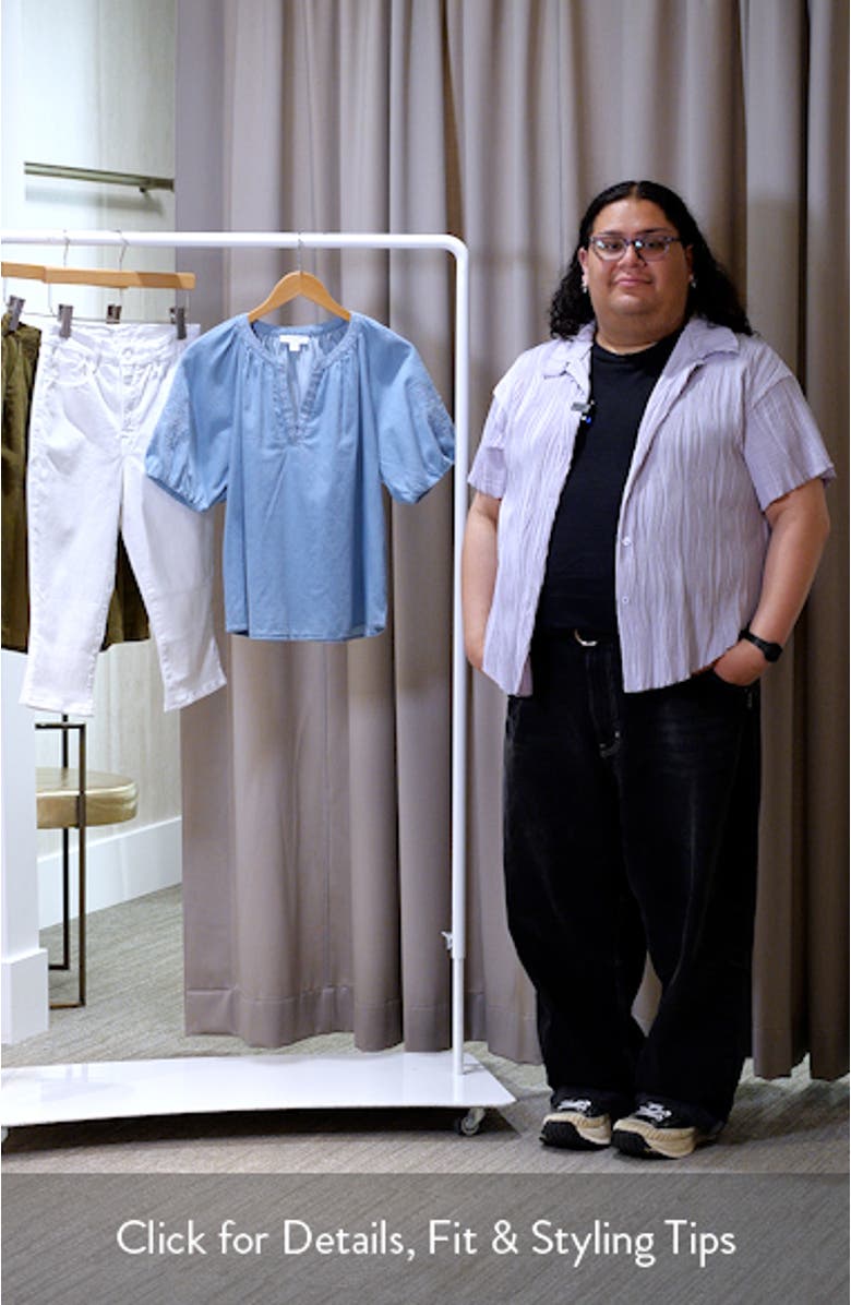 Laurent Embroidered Denim Top, sales video thumbnail