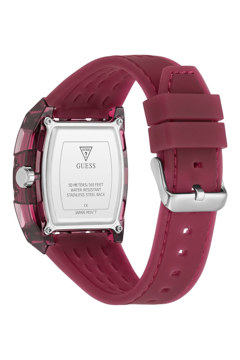 Phoenix Translucent Tonneau Multifunction Silicone Strap Watch, 42mm x 45mm, Alternate, color, RED
