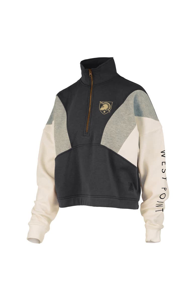 PRESSBOX Women's Pressbox  Black Army Black Knights Ferrara Color Block Quarter-Zip Sweatshirt, Alternate, color, 