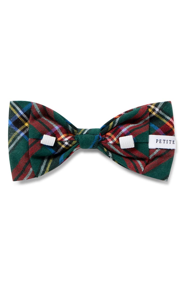 Petite Plume Kensington Tartan Dog Bow Tie, Alternate, color, Green