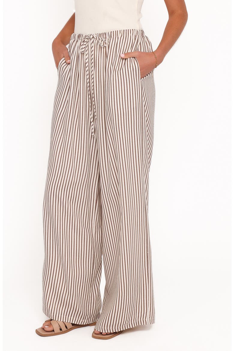Elowen High Rise Wide Leg Drawstring Pants, Alternate, color, BROWN STRIPE