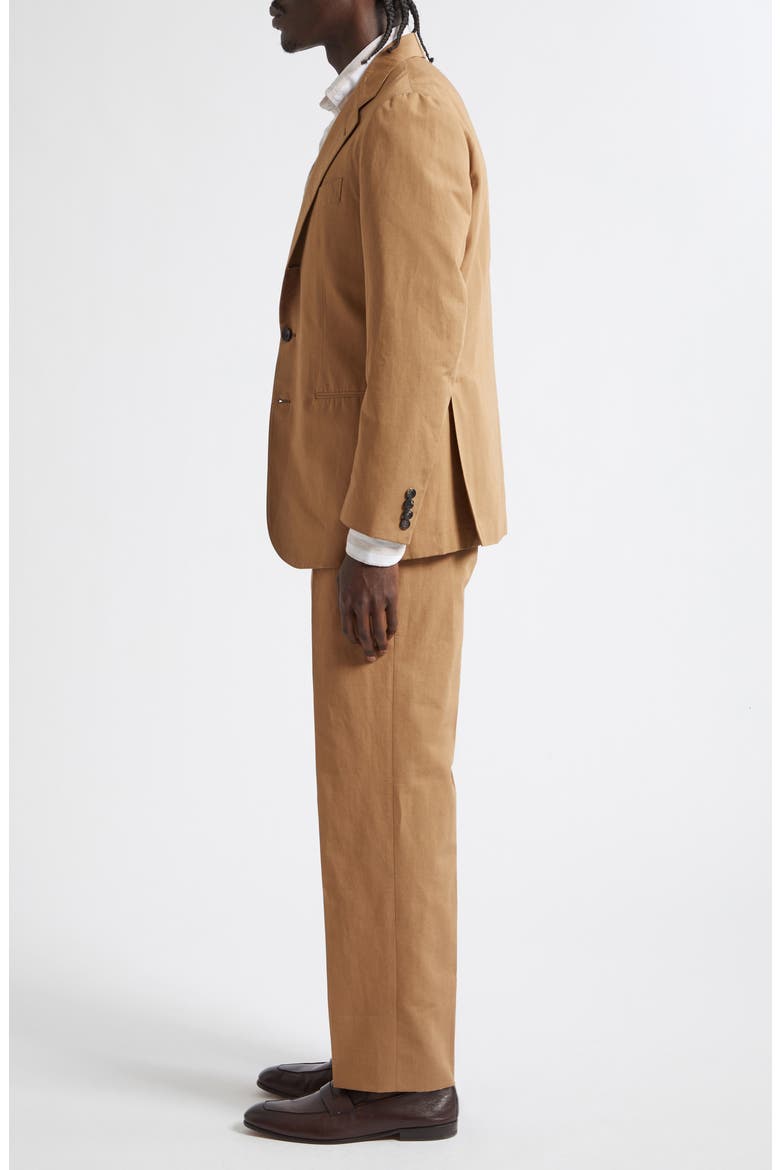 Waverly Tapered Sueded Cotton & Linen Suit, Alternate, color, TAN