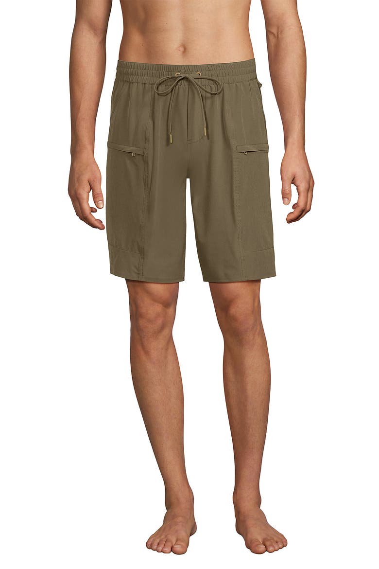 9 Inch Packable Cargo Swim Shorts, Main, color, Rich Khaki