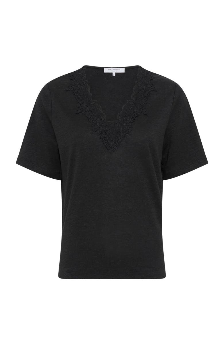 GERARD DAREL Maevanelle Embroidered V-Neck T-Shirt, Alternate, color, Black
