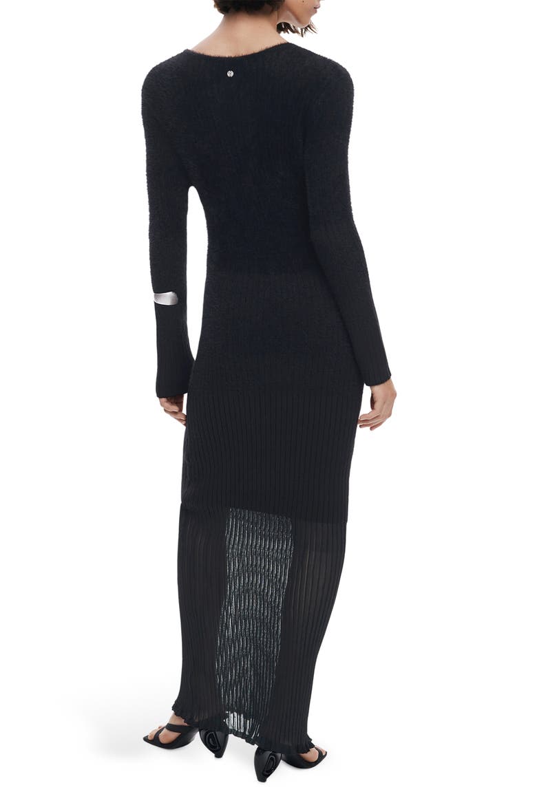 Long Sleeve Sweater Maxi Dress, Alternate, color, BLACK