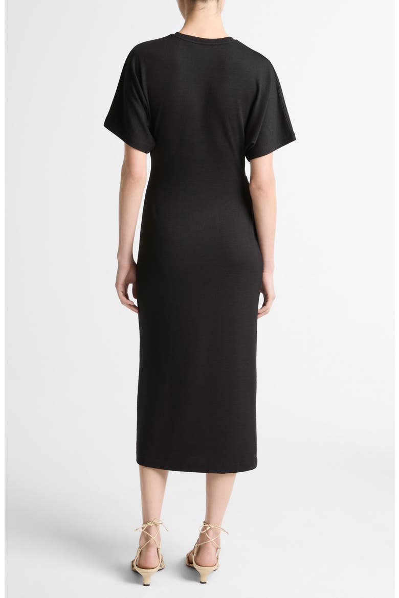Side Ruched Midi Dress, Alternate, color, BLACK