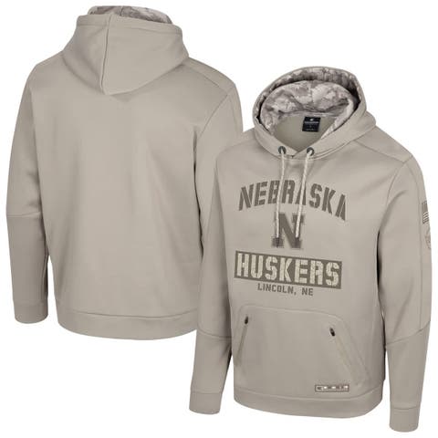 Men's Colosseum Oatmeal Nebraska Huskers Big & Tall Operation Hat Trick Battalion Hoodie Sweatshirt