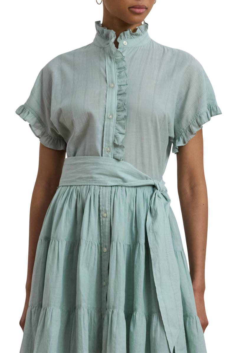 Lauren Ralph Lauren Ruffle Trim Cotton Voile Shirtdress, Alternate, color, 
