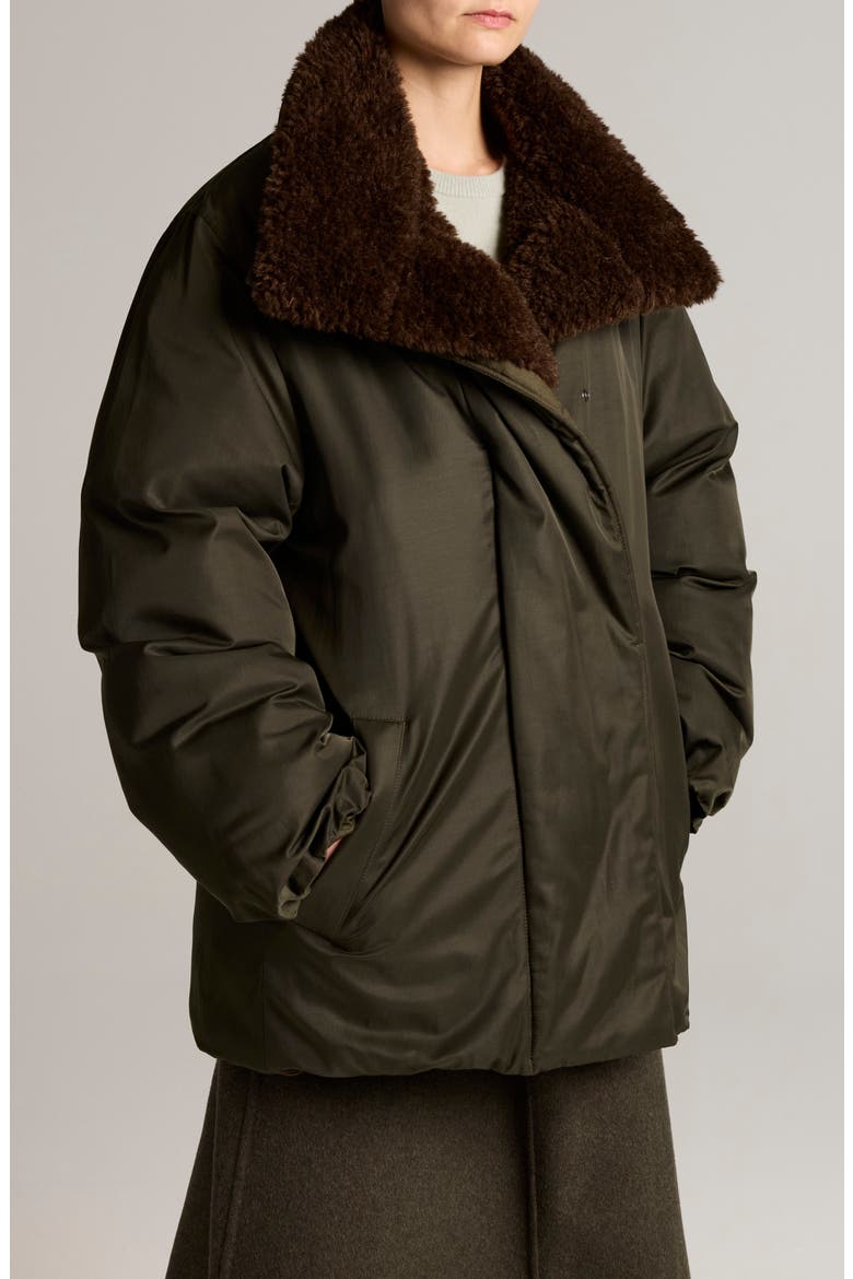 Faux Fur Lined Puffer Coat, Alternate, color, DARK MOSS