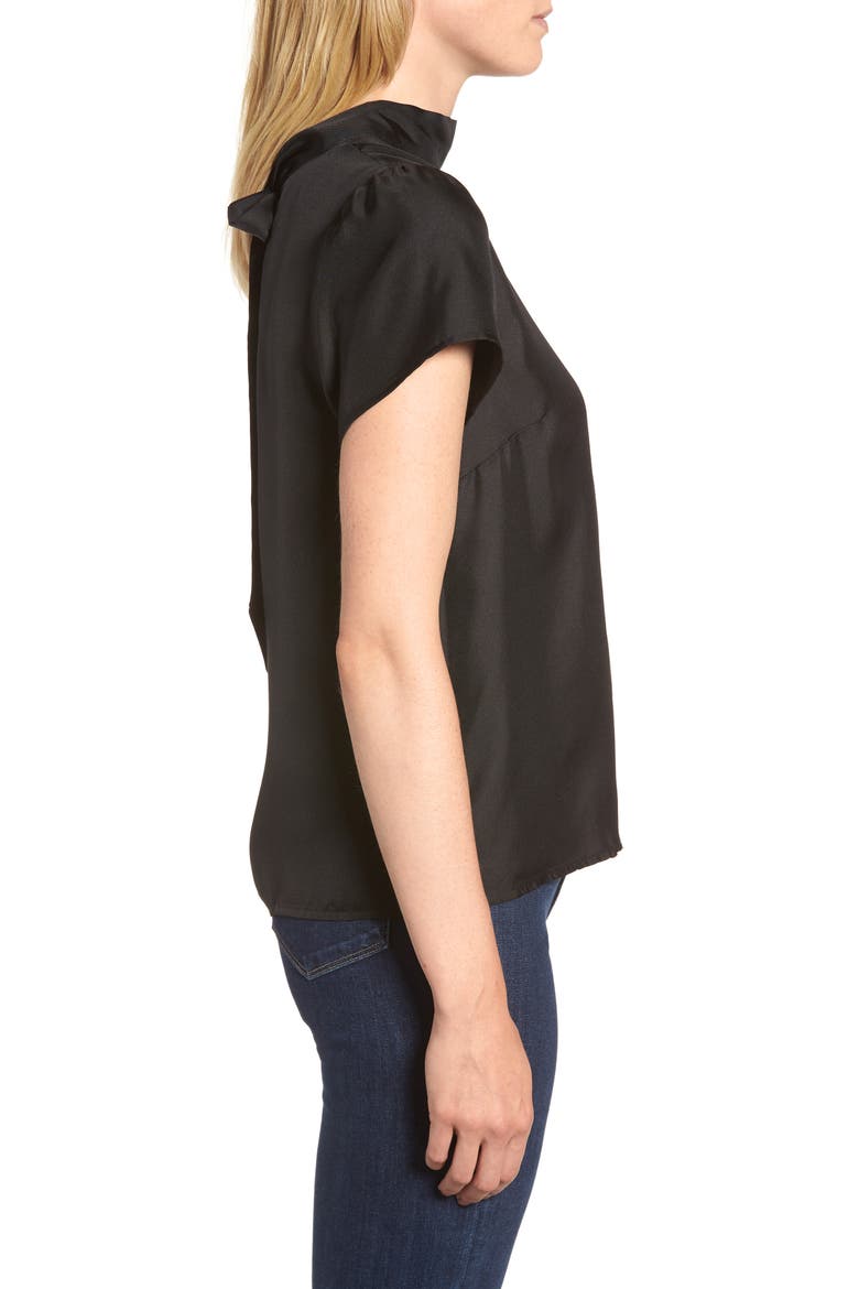 Collection Bow Back Silk Top, Alternate, color, BLACK