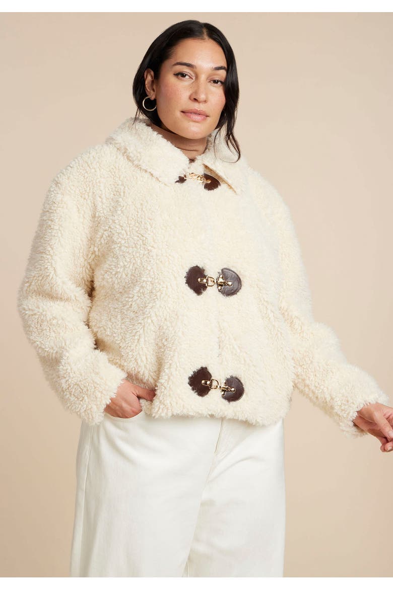 Teddy Fur Coat With Buckles, Alternate, color, CREAM