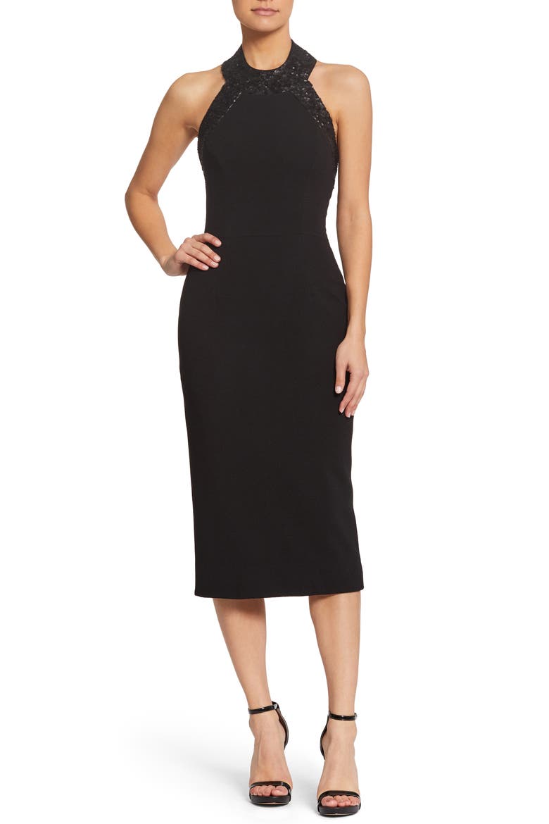 Cleo Halter Dress, Main, color, BLACK/ BLACK