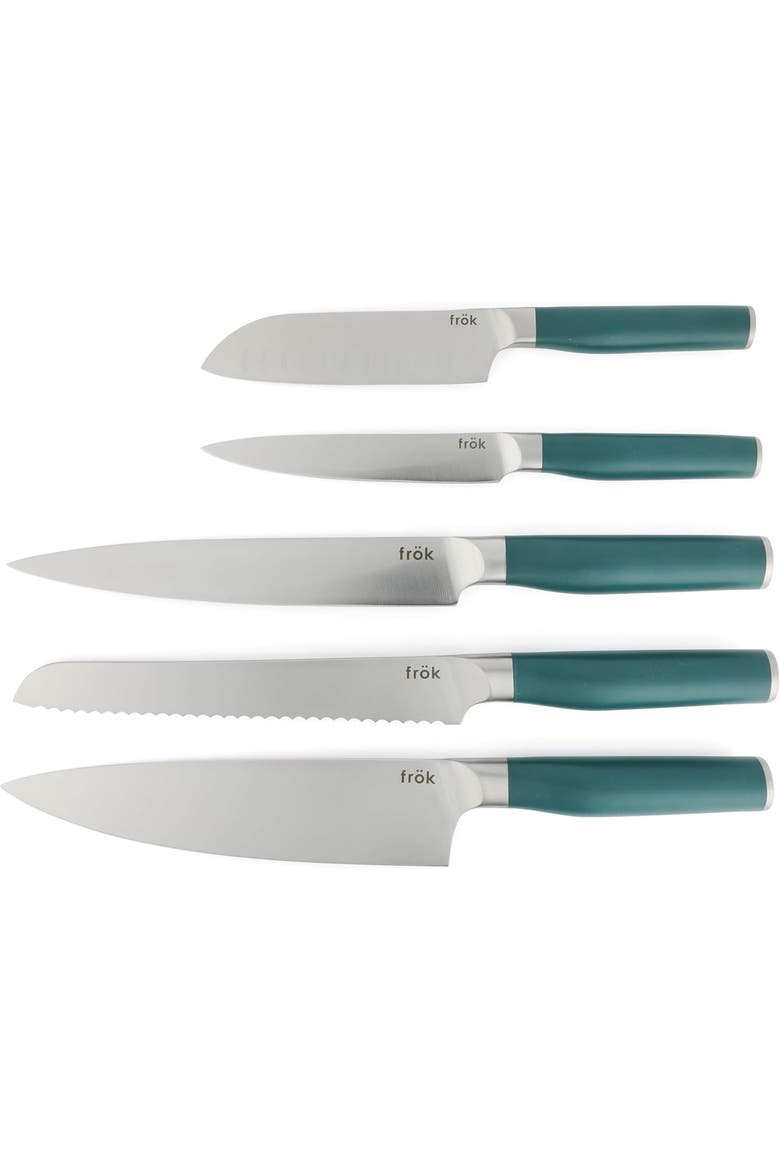 6 Piece Cutlery Set with Magnetic Wood Stand, Alternate, color, Green