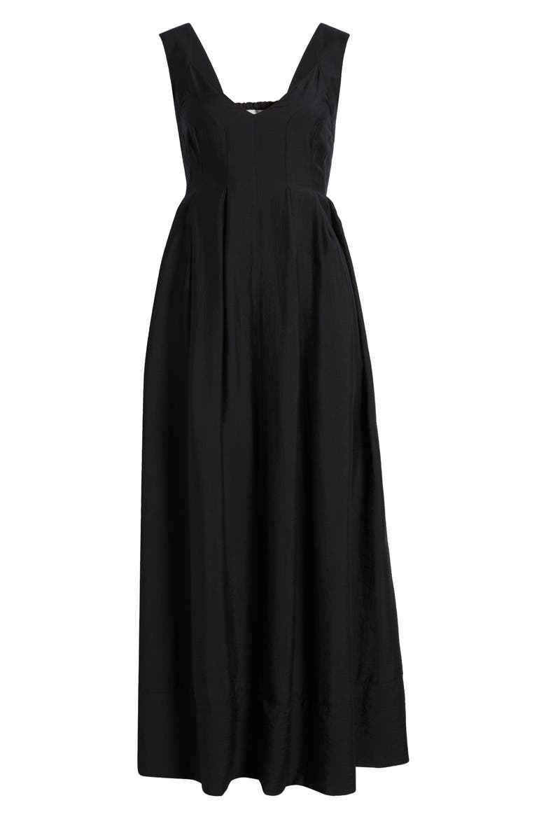 Pleated Maxi Sundress, Alternate, color, BLACK