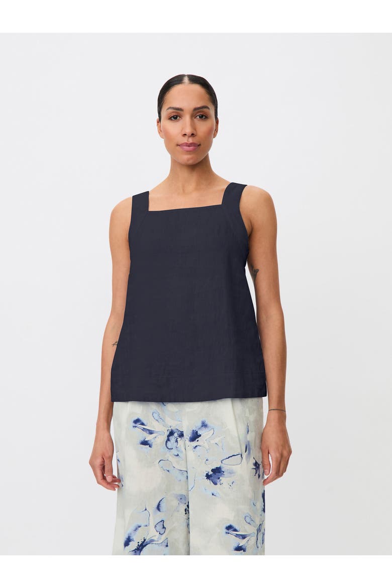 Madisa Linen Square Neck Top, Main, color, Navy