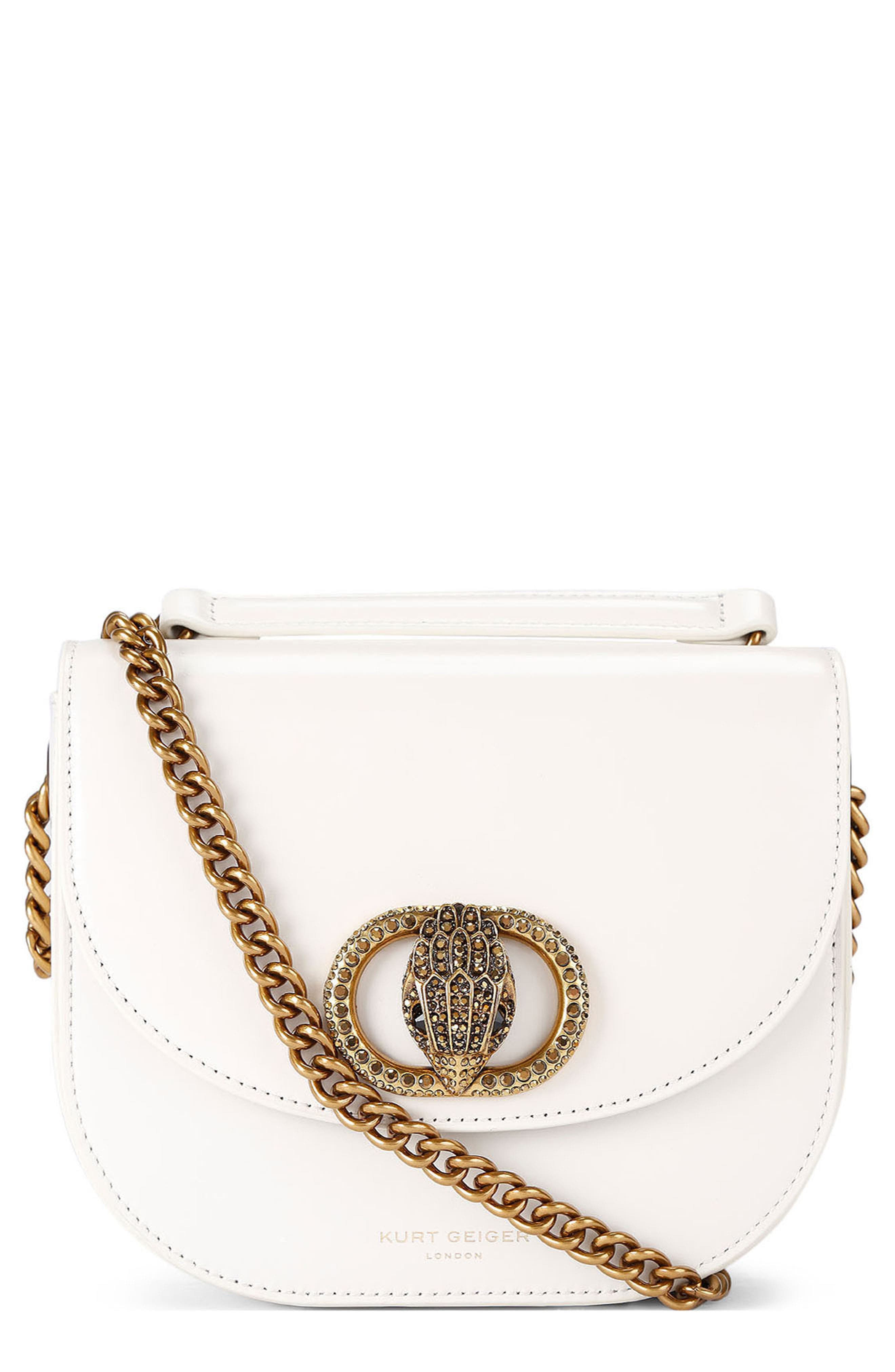 Kurt Geiger London Chelsea Leather Saddle Bag, Main, color, Natural