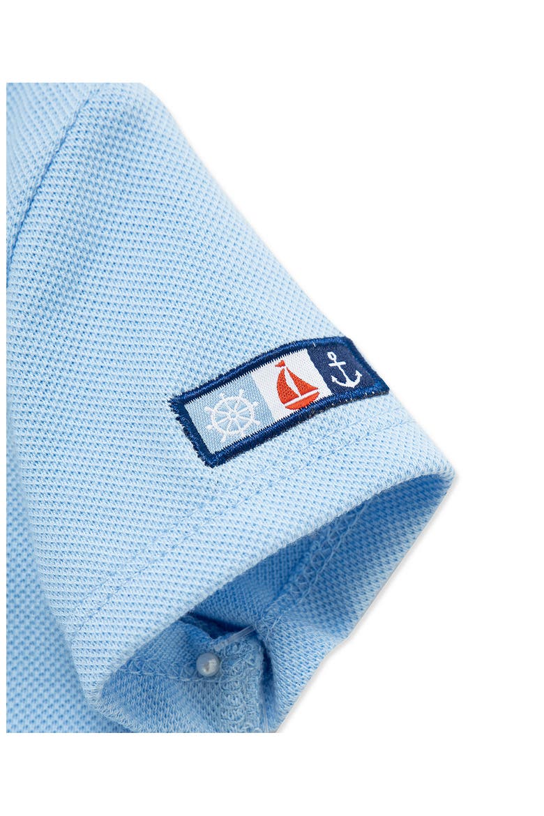 Sailboat Polo & Stripe Overalls Set, Alternate, color, BLUE
