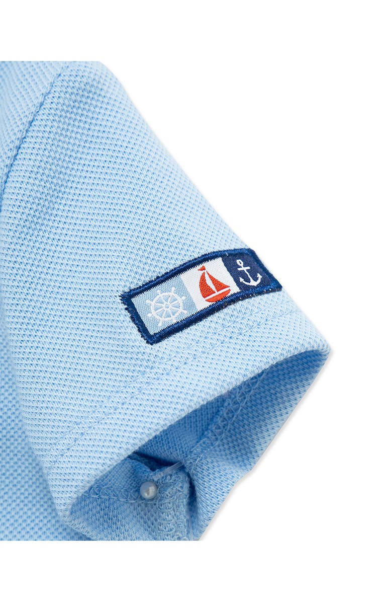 Little Me Sailboat Polo & Stripe Overalls Set, Alternate, color, 